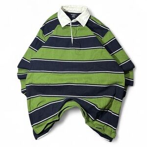 Green and Navy Striped Rugby Shirt
